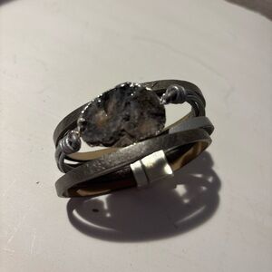 Silver and Gold Textured Women's Bracelet